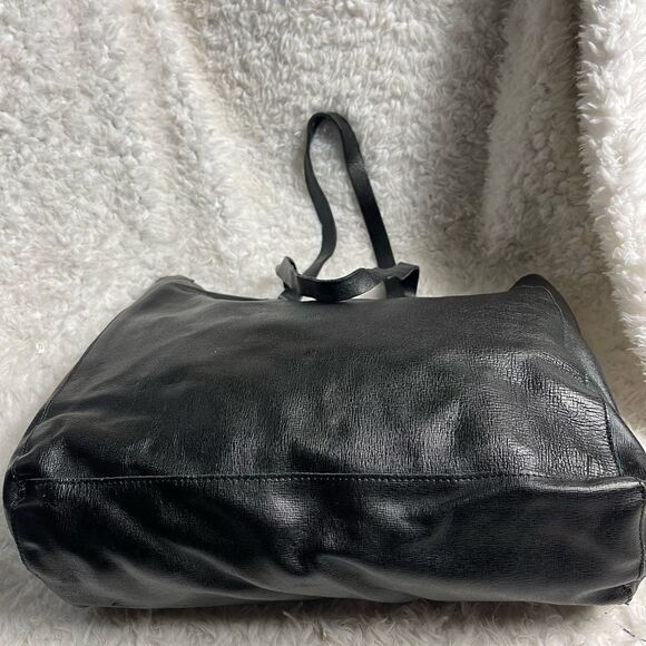 Pulicati made in Italy leather black extra large tote silver tone accent. - Picture 3 of 12